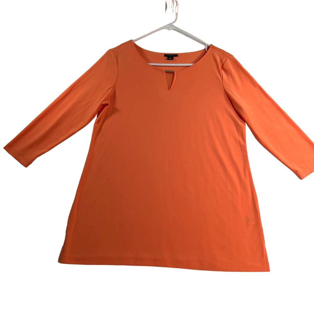 IMAN Tunic Top Woman's Medium Soft Drapey Feel Gold Bar Neck Embellishment